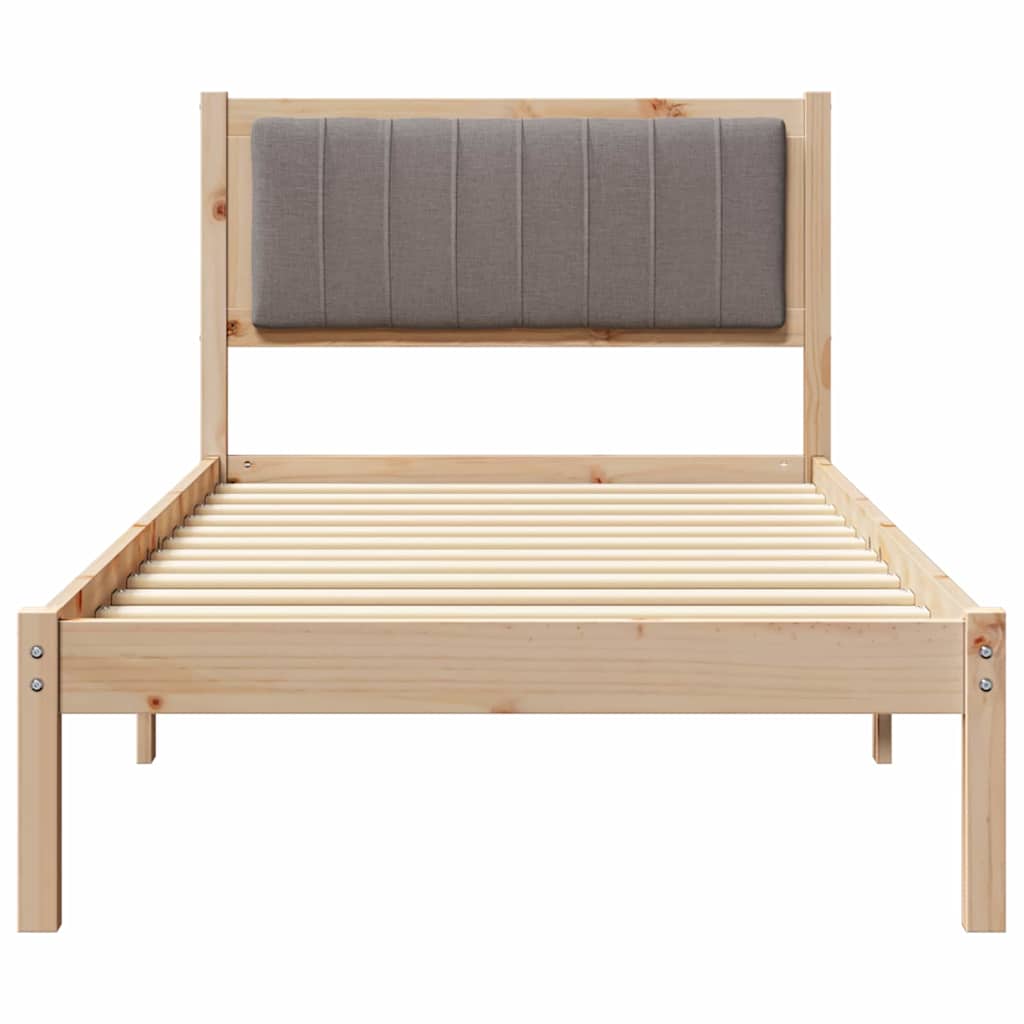 Bed Frame with Upholstered Headboard Taupe 90 x 190 cm